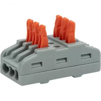 Клемма REXANT СМК 222-423 проходная 3 полюса (0,08-4 мм²), серая (5 шт./уп.)