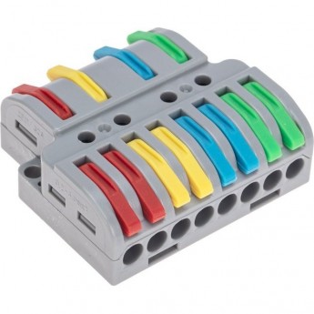 Клемма REXANT СМК 4х2 проходная разветвительная 4 полюса, с монтажной площадкой 1 ввод, 2 вывода на полюс 20 шт/уп Клемма REXANT СМК 4х2 проходная разветвительная 4 полюса, с монтажной площадкой 1 ввод, 2 вывода на полюс 20 шт/уп