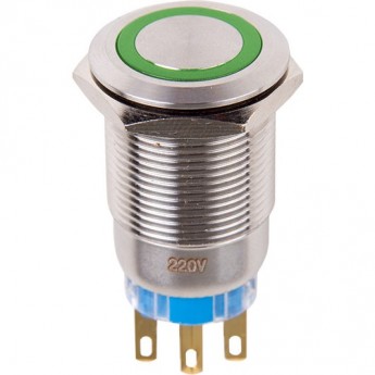 Кнопка антивандальная REXANT 19 12В б/фикс зеленая Кнопка антивандальная REXANT 19 12В б/фикс зеленая