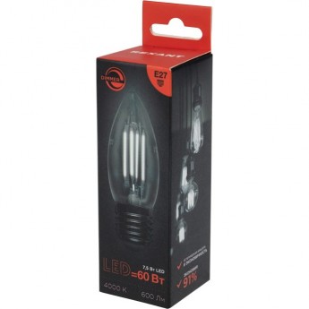 Лампа филаментная REXANT СВЕЧА CN35 7,5Вт 600Лм 4000K E27 диммируемая, прозрачная колба Лампа филаментная REXANT СВЕЧА CN35 7,5Вт 600Лм 4000K E27 диммируемая, прозрачная колба