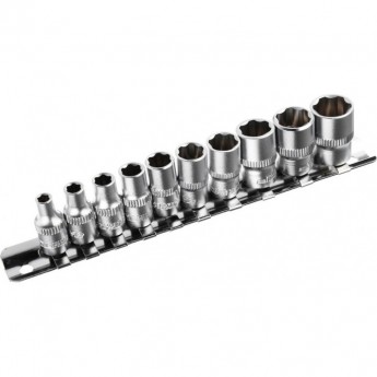 Набор универсальных торцевых головок REXANT 1/4, двенадцатигранные, CrV, 10 шт., 4-13мм