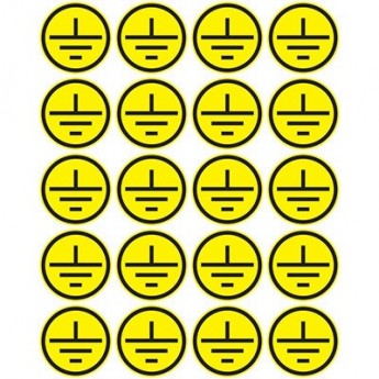 Наклейки знаки электробезопасности REXANT «Заземление» d - 20 мм (20шт на листе) Наклейки знаки электробезопасности REXANT «Заземление» d - 20 мм (20шт на листе)