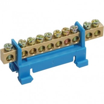 Шина REXANT с синим изолятором тип стойка на рейку 6x9 мм 10 групп Шина REXANT с синим изолятором тип стойка на рейку 6x9 мм 10 групп