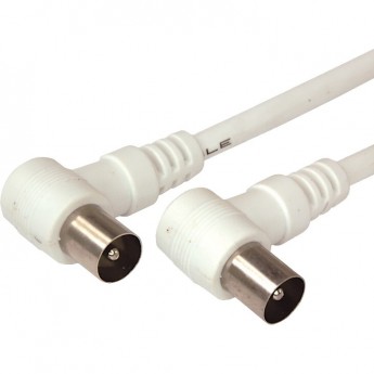 Шнур REXANT ТВ штекер - ТВ штекер, угловой, длина 1,5 метра, белый Шнур REXANT ТВ штекер - ТВ штекер, угловой, длина 1,5 метра, белый