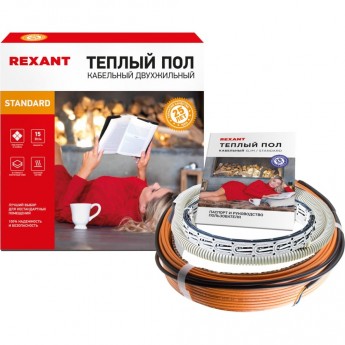 Теплый пол REXANT STANDARD RND-120-1800 (1800Вт/120м/ S обогрева, м2: 11,2-15,0) двужильный