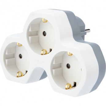 Тройник электрический REXANT 16 А с заземлением и защитными шторками белый Тройник электрический REXANT 16 А с заземлением и защитными шторками белый